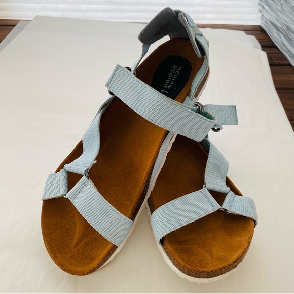 Design Lab Lord & Taylor Blue Velcro Strap Closure Comfort Sandal Size 11 - Picture 9 of 10